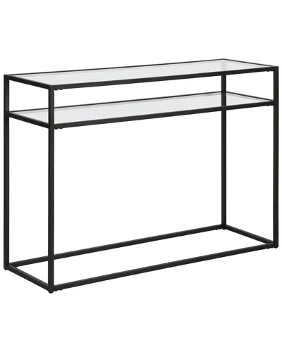 Abraham + Ivy Addison 42in Rectangular Console Table With Glass Shelf In Black