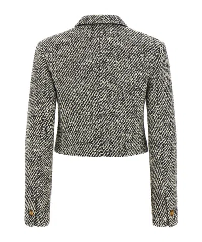 Versace Wool Boucle Jacket Contrast Buttons Cropped In Multi