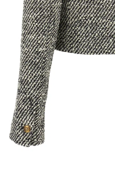 Versace Wool Boucle Jacket Contrast Buttons Cropped In Multi