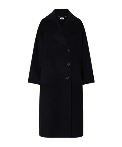 Liu •jo Long Oversized Wool Coat In Black
