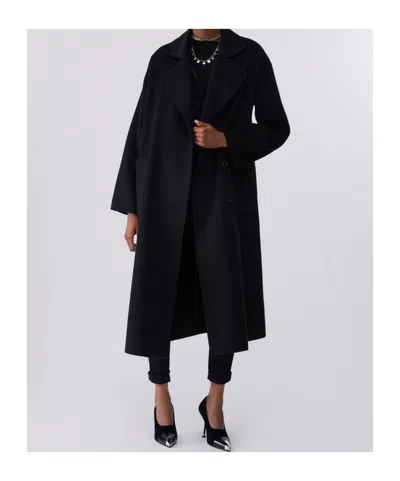 Liu •jo Long Oversized Wool Coat In Black