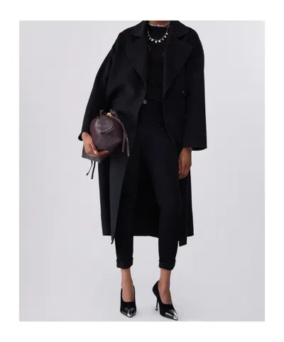 Liu •jo Long Oversized Wool Coat In Black