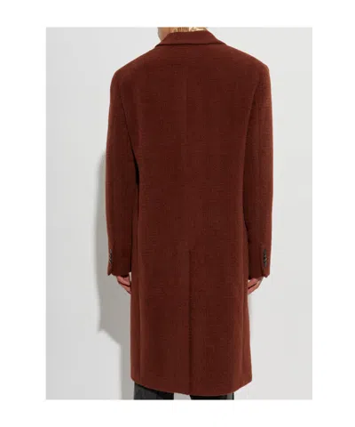 Etro Check-texture Coat In Burgundy