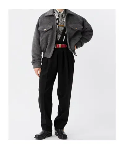 Versace Stretch Wool Tailored Pants In Multi