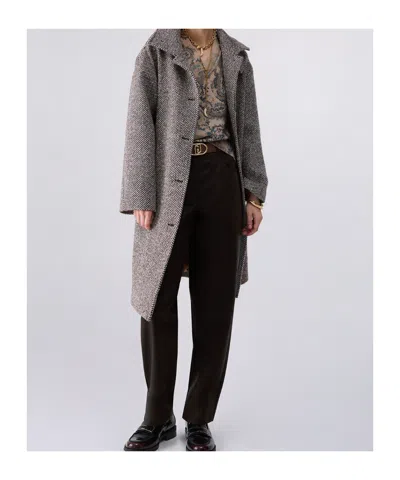 Liu •jo Wool Coat With Belt In Multi