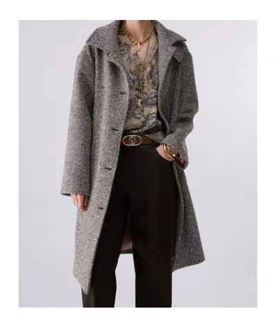 Liu •jo Wool Coat With Belt In Multi