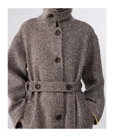 Liu •jo Wool Coat With Belt In Multi
