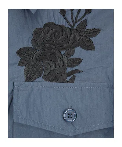 P.a.r.o.s.h Ninja Floral-embroidered Shirt In Blue