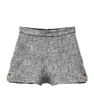 Versace Wool Bouclé Shorts In Grey