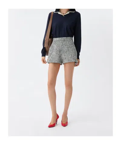 Versace Wool Bouclé Shorts In Grey