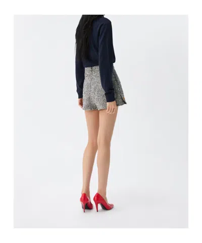 Versace Wool Bouclé Shorts In Grey