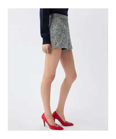 Versace Wool Bouclé Shorts In Grey