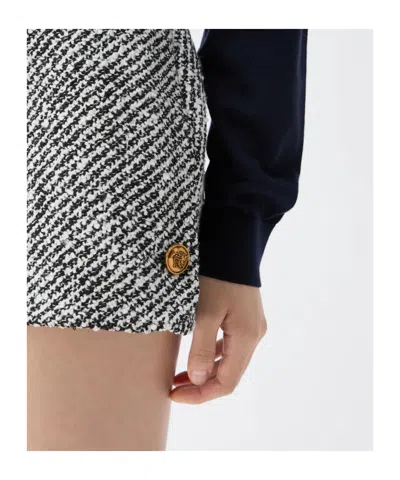 Versace Wool Bouclé Shorts In Grey