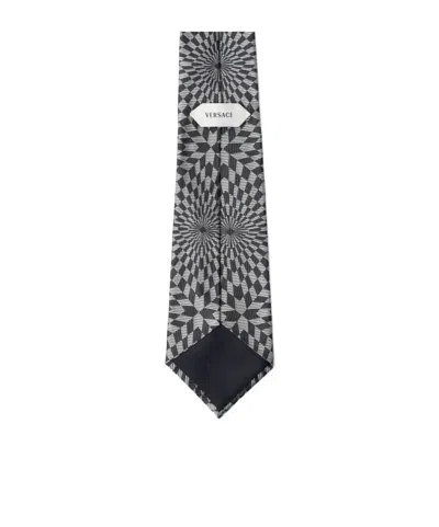 Versace Jacquard Silk Twill Tie In Black