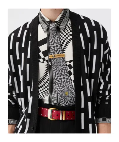 Versace Jacquard Silk Twill Tie In Black