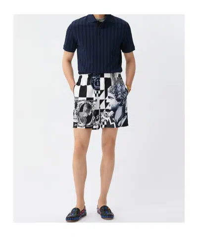 Versace Printed Polyester Swimming Shorts In Black