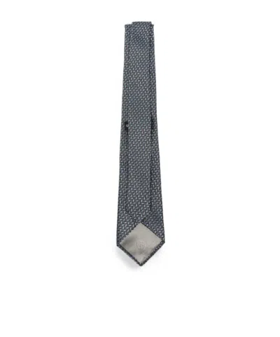 Giorgio Armani Chevron-patterned Silk Tie In Gray