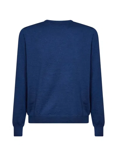 D4.0 Plain-stitch Knit Sweater In Blue
