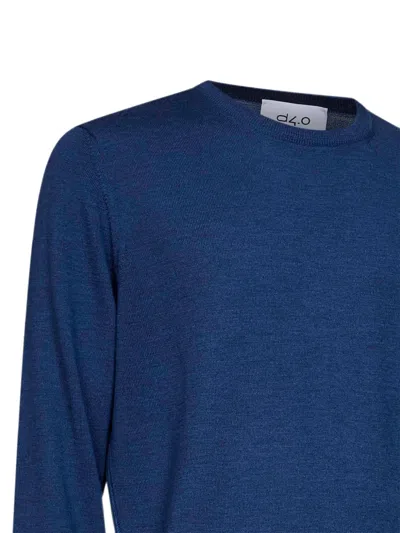 D4.0 Plain-stitch Knit Sweater In Blue