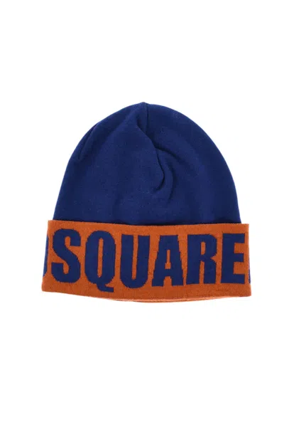 Dsquared2 Logo-intarsia Beanie Hat In Blue