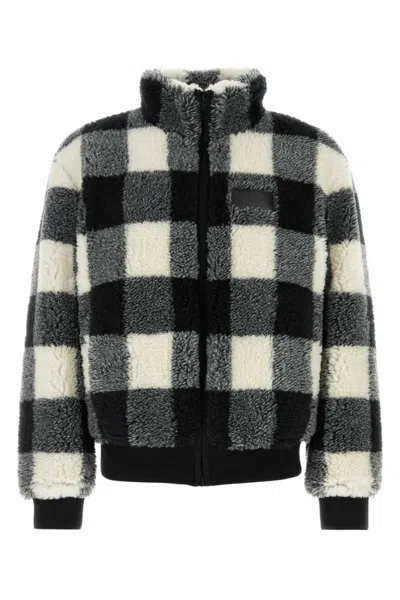 Givenchy Wool-blend Check-pattern Fleece Jacket In Gray