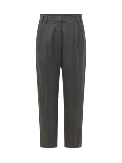 Brunello Cucinelli Black Tailored Flat Front Pants In Black