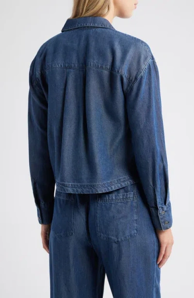 Cloth & Stone Zip Front Shacket In Blue