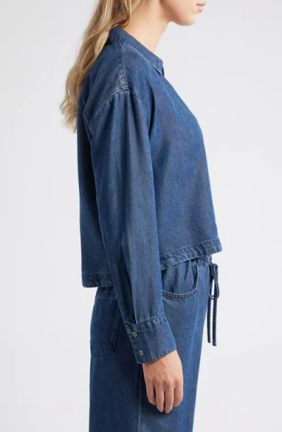 Cloth & Stone Zip Front Shacket In Blue