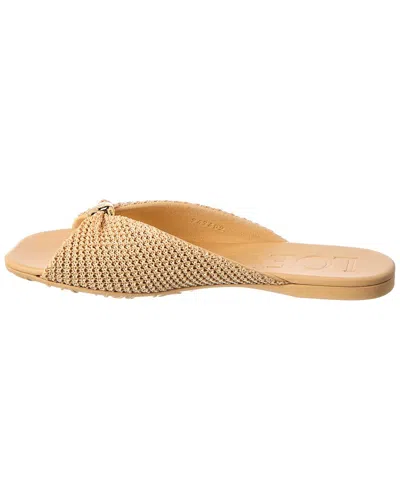 Loewe Pebble Soft Raffia And Leather Sliders In Brown