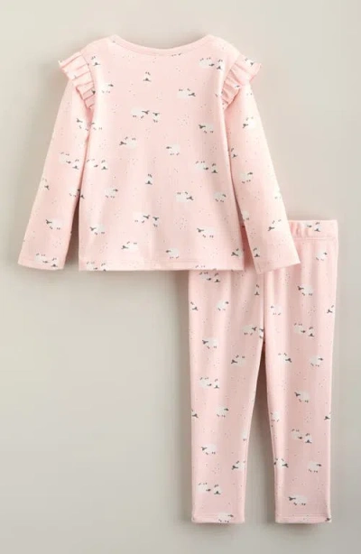 Nordstrom Kids' Button Front Flutter Sleeve 2-piece Set In Pink