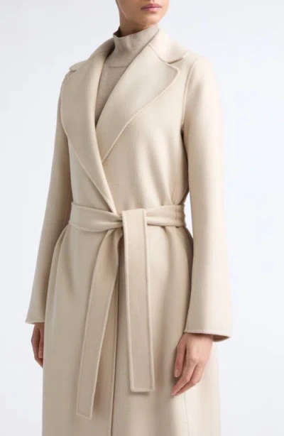 Max Mara Poldo Wool Blend Belted Wrap Coat In Gold