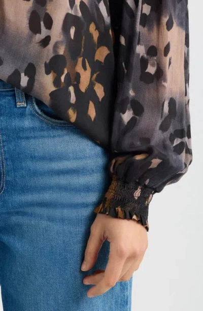 Cloth & Stone Ruffle Front Button Top In Multi