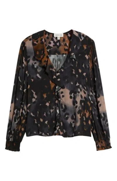 Cloth & Stone Ruffle Front Button Top In Multi