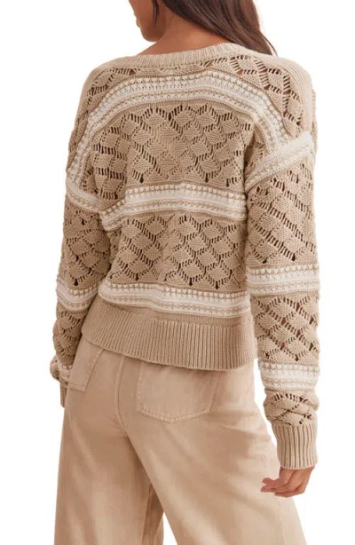 Splendid Bennett Cotton Open Knit Pattern Cardigan In Brown