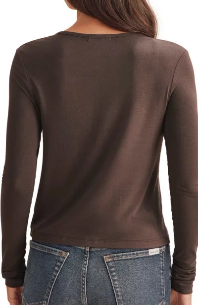 Splendid Long Sleeve Button Front Cardigan In Brown