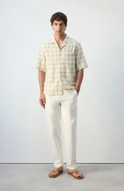 Mango Plaid Short Sleeve Button-up Shirt In White