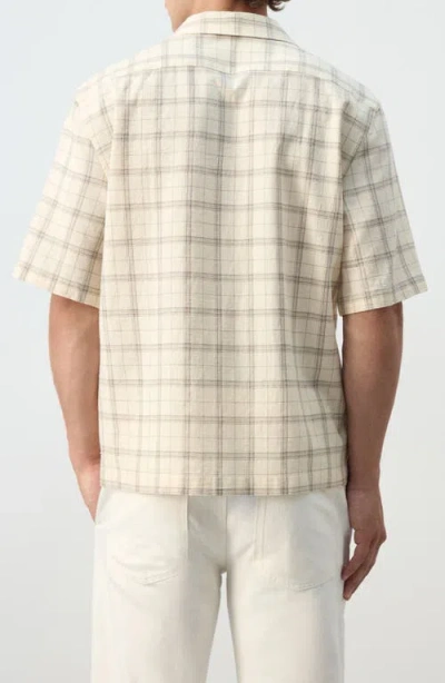 Mango Plaid Short Sleeve Button-up Shirt In White