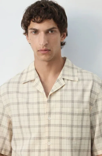 Mango Plaid Short Sleeve Button-up Shirt In White