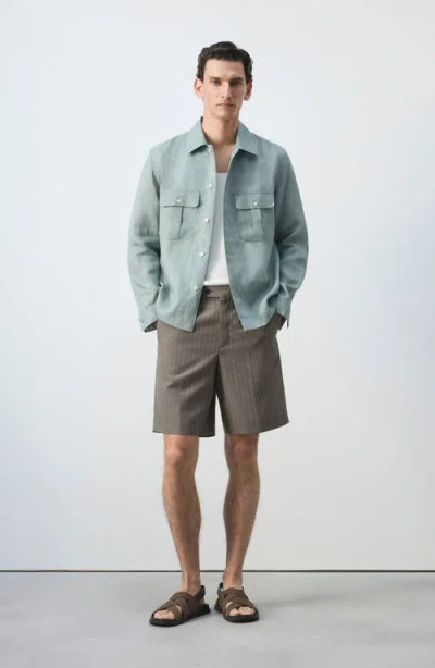 Mango Pinstripe Bermuda Shorts In Gray