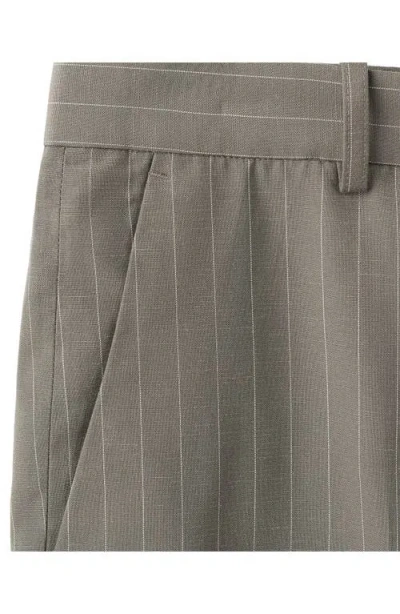 Mango Pinstripe Bermuda Shorts In Gray