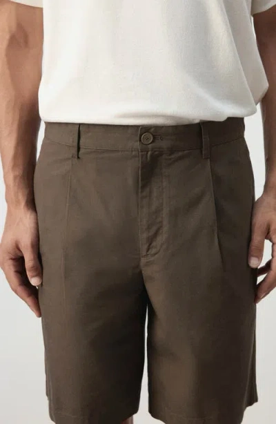 Mango Pleat Front Bermuda Shorts In Brown