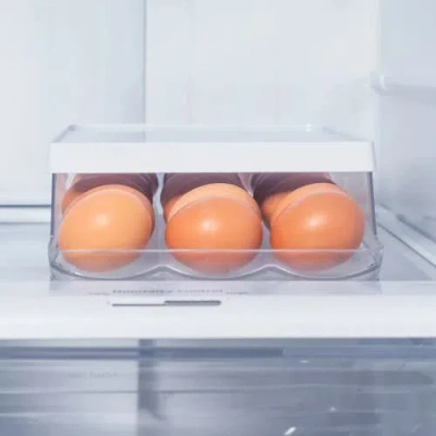 Ou Rolling Clear Stackable Egg Holder Organizer 2-piece Set In Clear/white