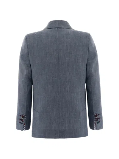 Moustache Peak-lapel Single-breasted Blazer In Gray