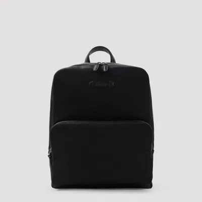 Brioni Zip Backpack Adjustable Straps Top Handle In Black