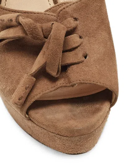 Pre-owned Prada Platform Peep-toe Pumps In Brown