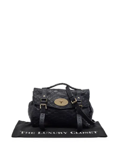 Pre-owned Mulberry Alexa Python-embossed Satchel Bag In Blue