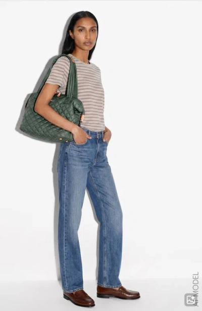 Mz Wallace Sutton Deluxe Medium Quilted Shoulder Bag In Green