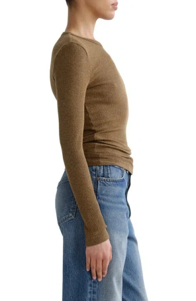 Agolde Delphi Slim Fit Ribbed T-shirt In Brown