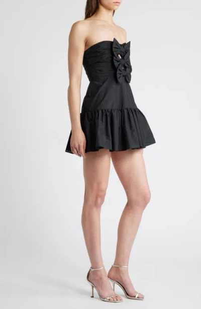 Loveshackfancy Woodlow Strapless Minidress In Black
