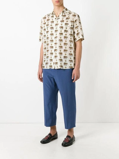 Shop Gucci Vintage Wool Trousers In Blue
